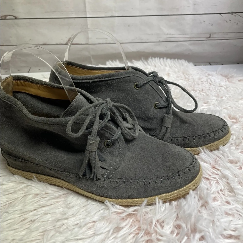 Crown Vintage Leather Booties Size 10 Gray‎ Wedge Heel Lace Up Shoes